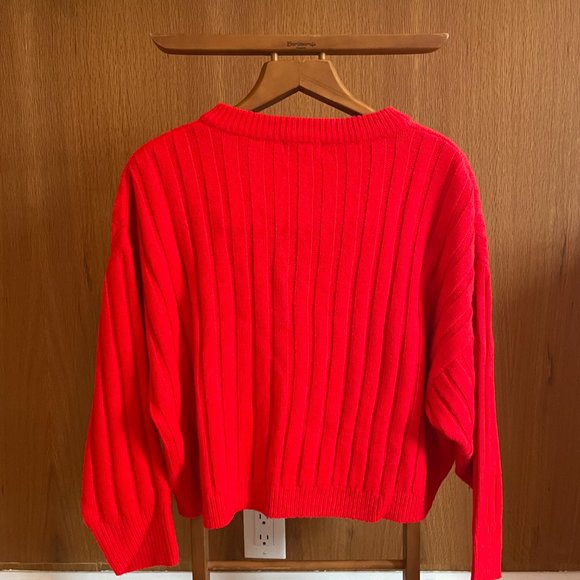 TopShop red v neck knit sweater - Picture 3 of 3